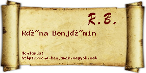 Róna Benjámin névjegykártya